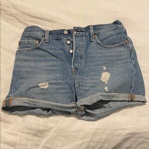 Levi's 501 Distressed Blue Jean Shorts Size 27